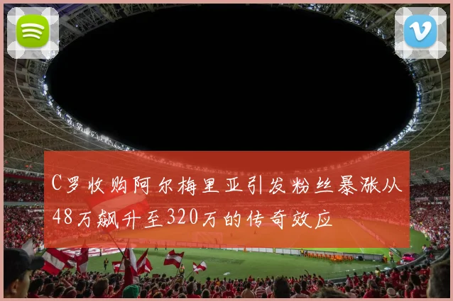 C罗收购阿尔梅里亚引发粉丝暴涨从48万飙升至320万的传奇效应